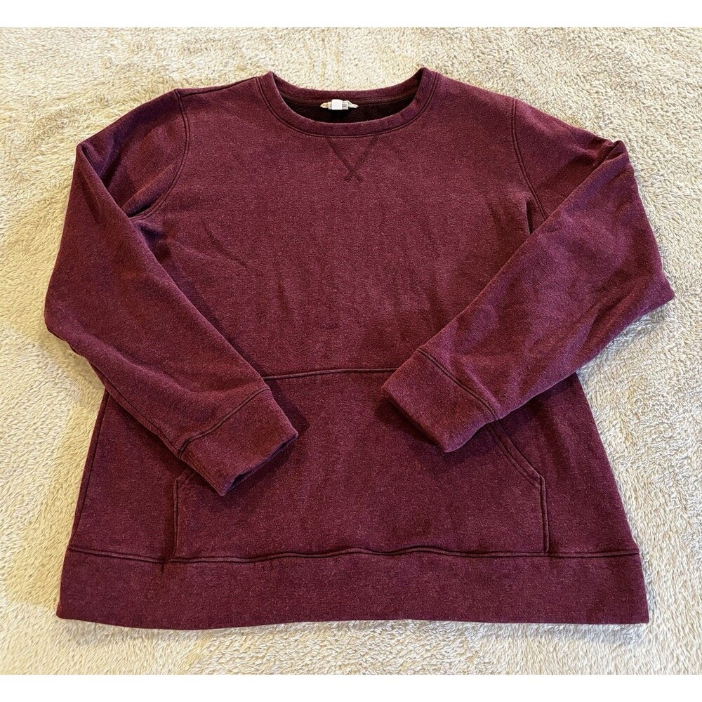 DULUTH TRADING SWEATSHIRT SWEATER WOMENS SIZE LARGE LONG SLEEVE POCKET MAROON